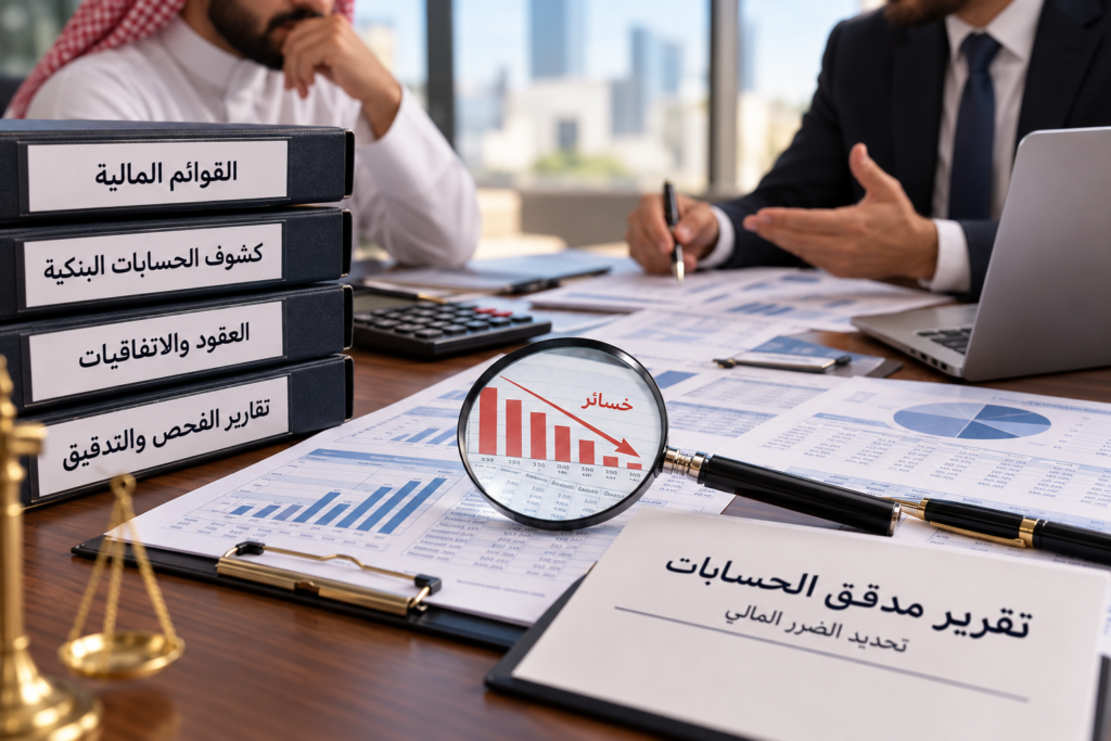 مكتب مدقق حسابات لتحديد الضرر المالي