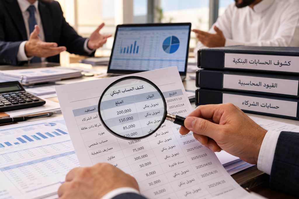 مكاتب فحص مالي للتحويلات البنكية ونزاعات الشركاء
